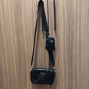 Prada Black Crossbody with Mini Pouch